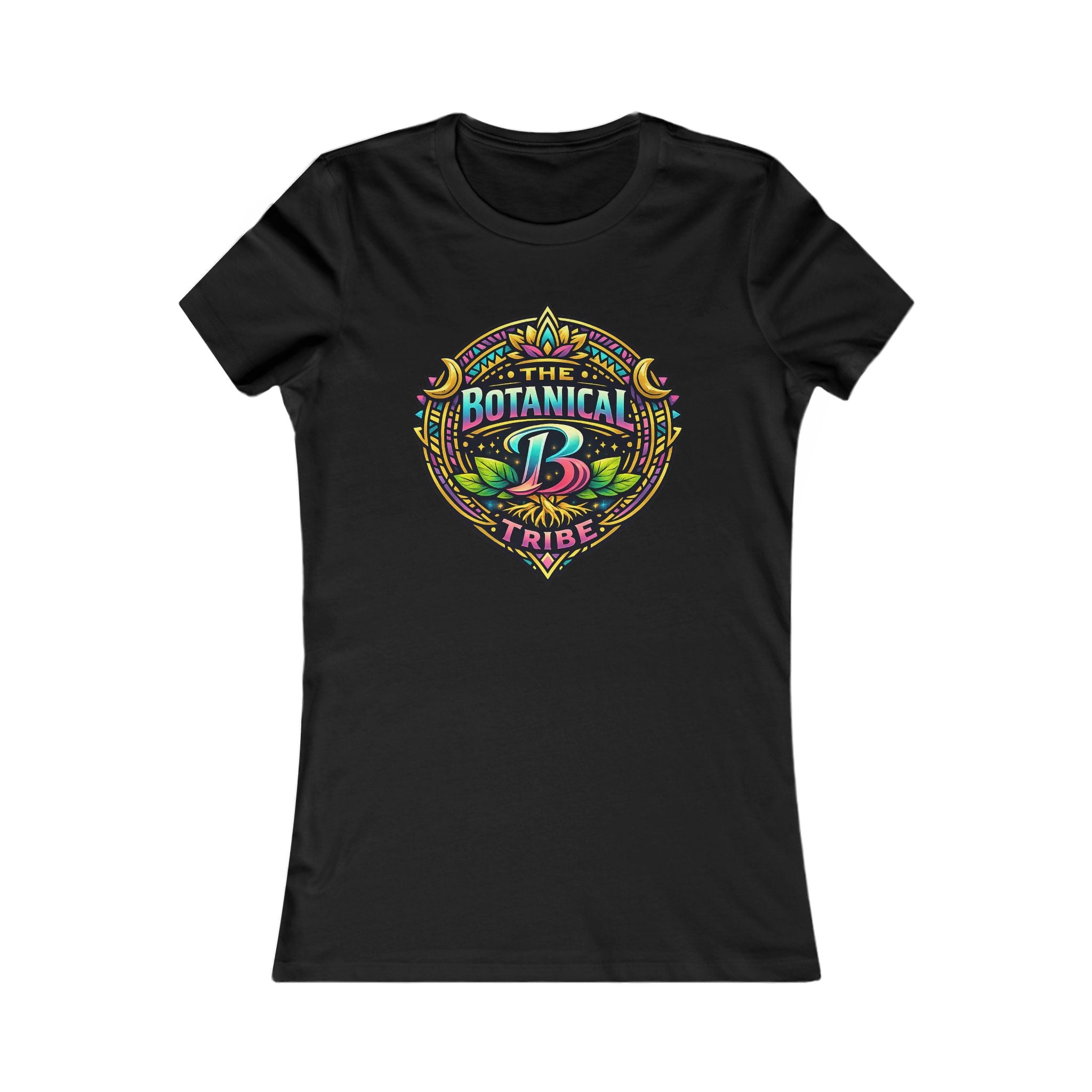 Botanical Tribe Women’s Tee – Colorful Floral Badge Graphic