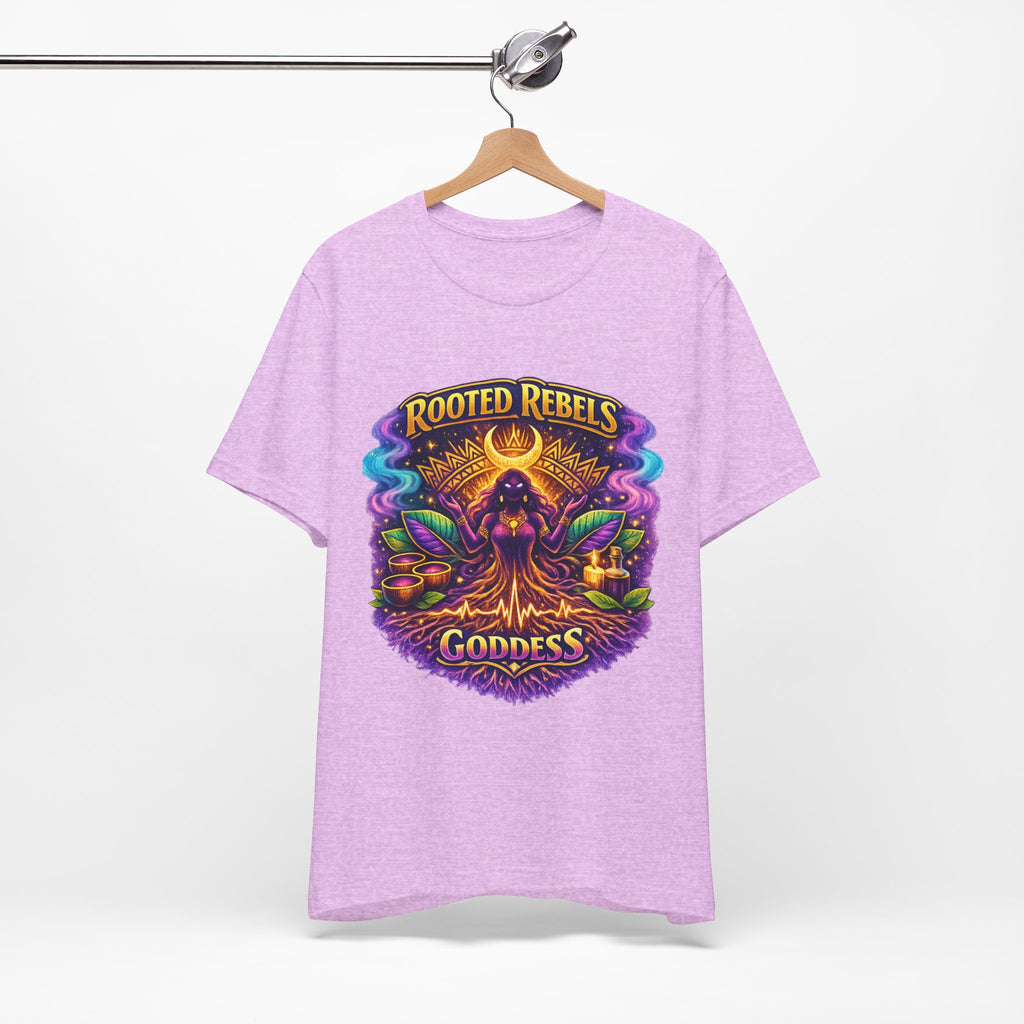 Rooted Rebels Goddess T-Shirt — Vibrant Spiritual Nature Tee