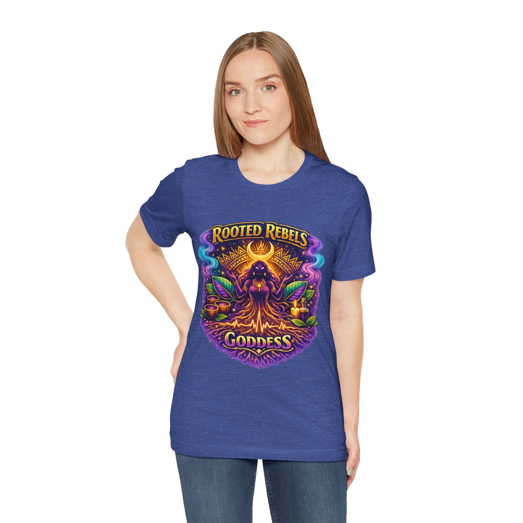 Rooted Rebels Goddess T-Shirt — Vibrant Spiritual Nature Tee